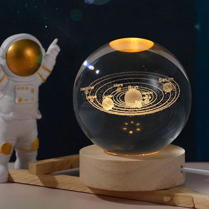 3D Crystal Ball Crystal Planet Laser Engraved Solar System Globe Astronomy Gift Birthday Gift Glass Sphere Home Decoration