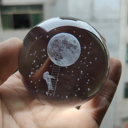 3D Crystal Ball Crystal Planet Laser Engraved Solar System Globe Astronomy Gift Birthday Gift Glass Sphere Home Decoration