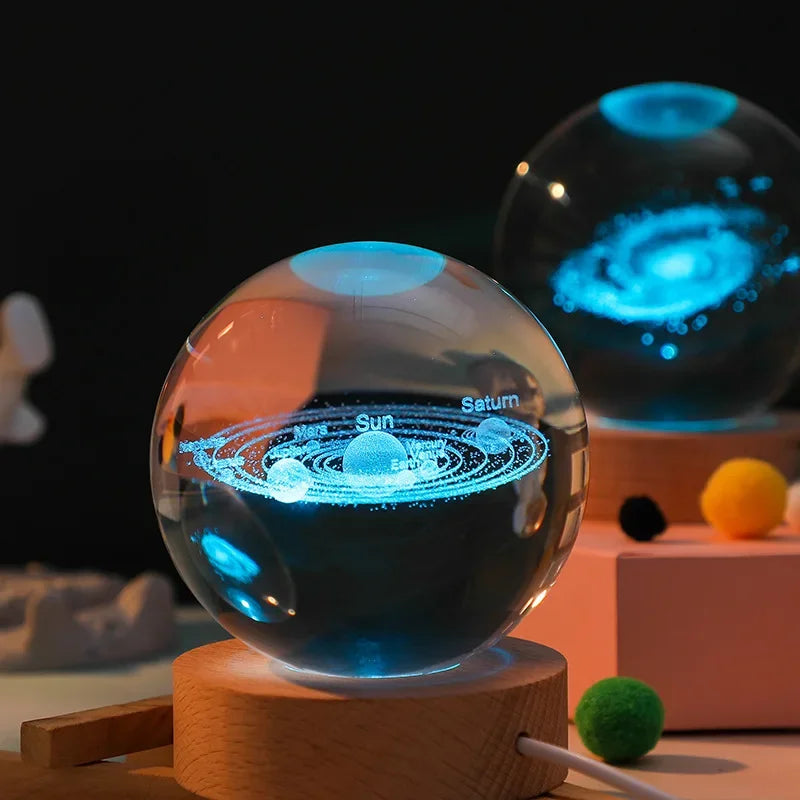 3D Crystal Ball Crystal Planet Laser Engraved Solar System Globe Astronomy Gift Birthday Gift Glass Sphere Home Decoration