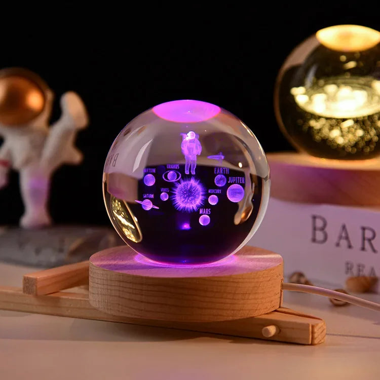 3D Crystal Ball Crystal Planet Laser Engraved Solar System Globe Astronomy Gift Birthday Gift Glass Sphere Home Decoration