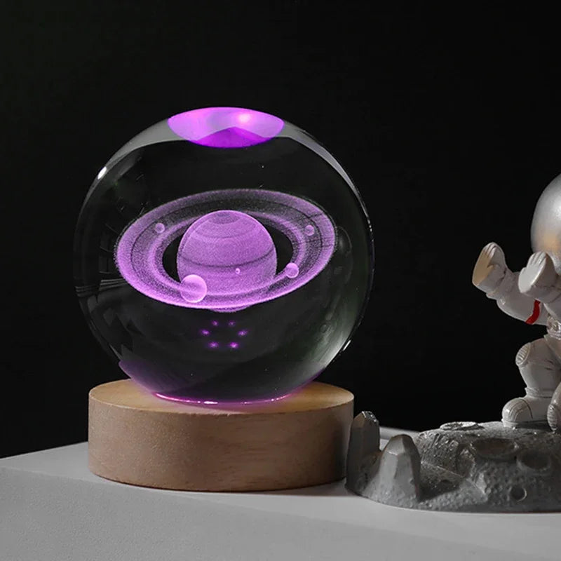 3D Crystal Ball Crystal Planet Laser Engraved Solar System Globe Astronomy Gift Birthday Gift Glass Sphere Home Decoration