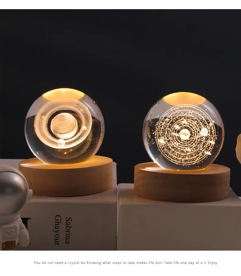 3D Crystal Ball Crystal Planet Laser Engraved Solar System Globe Astronomy Gift Birthday Gift Glass Sphere Home Decoration