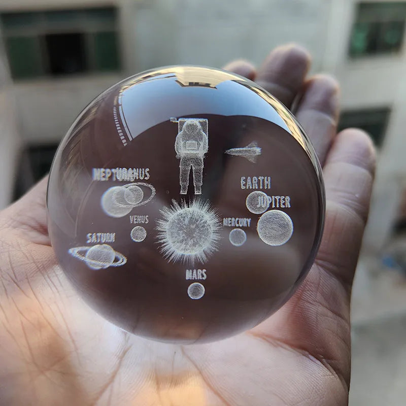 3D Crystal Ball Crystal Planet Laser Engraved Solar System Globe Astronomy Gift Birthday Gift Glass Sphere Home Decoration