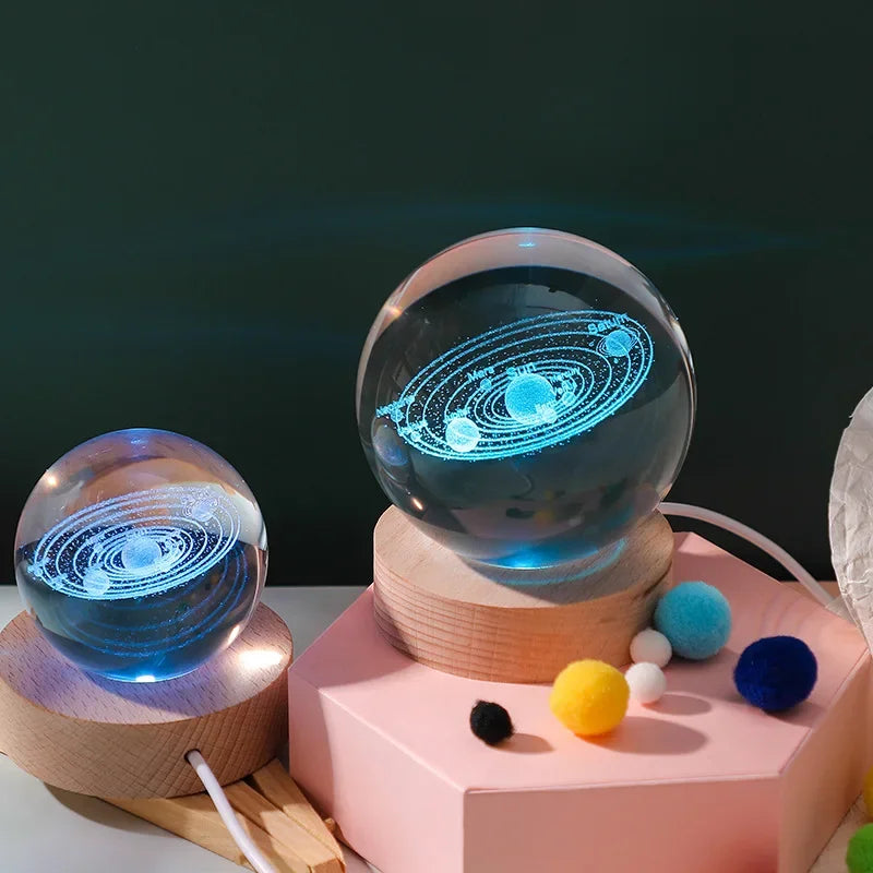 3D Crystal Ball Crystal Planet Laser Engraved Solar System Globe Astronomy Gift Birthday Gift Glass Sphere Home Decoration