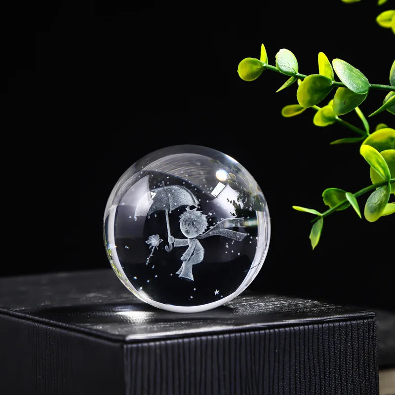 3D Crystal Ball Crystal Planet Laser Engraved Solar System Globe Astronomy Gift Birthday Gift Glass Sphere Home Decoration