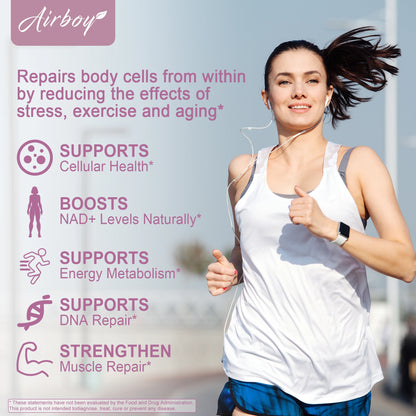 NAD+ Resveratrol Supplements - Natural Energy, Anti-aging and Cellular Health, Strengthens The Immune System - 120 Capsules ﻿