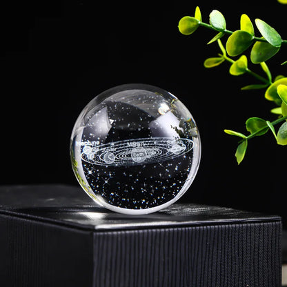 3D Crystal Ball Crystal Planet Laser Engraved Solar System Globe Astronomy Gift Birthday Gift Glass Sphere Home Decoration
