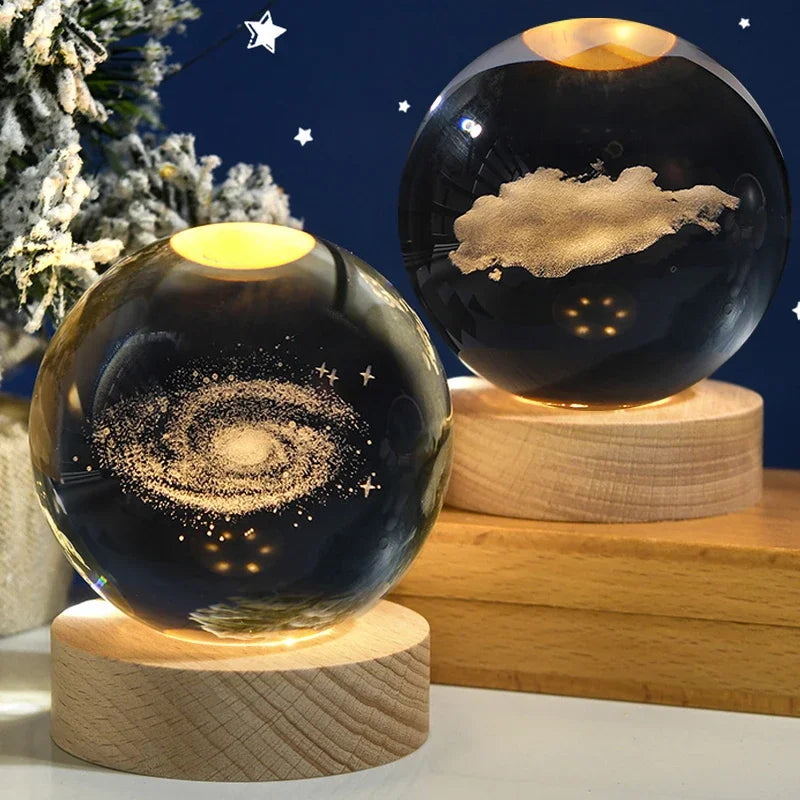 3D Crystal Ball Crystal Planet Laser Engraved Solar System Globe Astronomy Gift Birthday Gift Glass Sphere Home Decoration