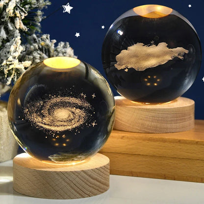 3D Crystal Ball Crystal Planet Laser Engraved Solar System Globe Astronomy Gift Birthday Gift Glass Sphere Home Decoration