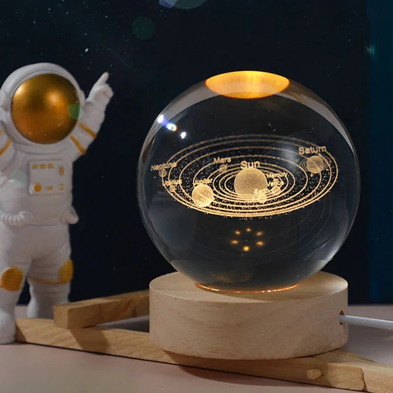 3D Crystal Ball Crystal Planet Laser Engraved Solar System Globe Astronomy Gift Birthday Gift Glass Sphere Home Decoration